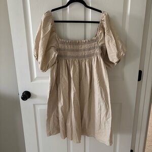 NWT Petal & Pup Jorja Contrast Stitch Mini Dress in Oatmeal XL
